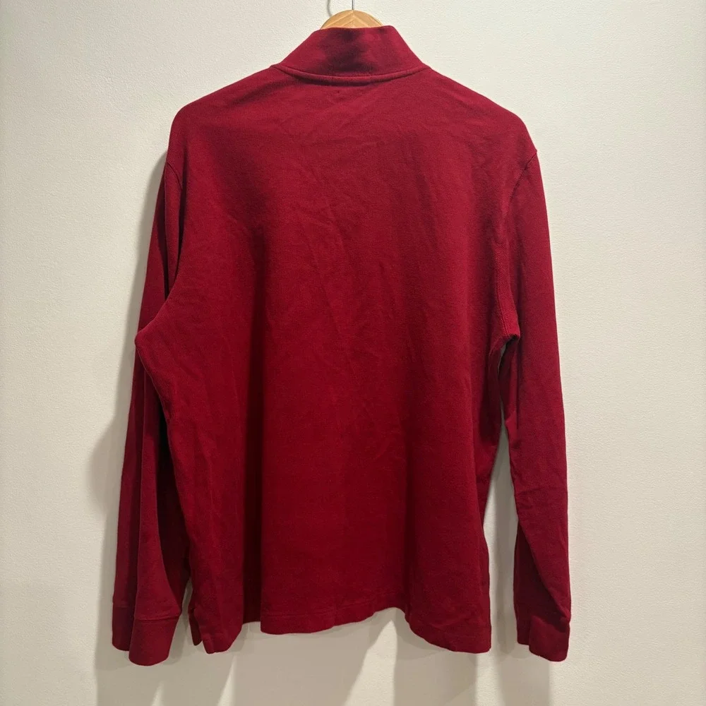 Polo Ralph Lauren Men Estate Rib Quarter 1/4 Zip Pullover Sweater Burgundy Red L